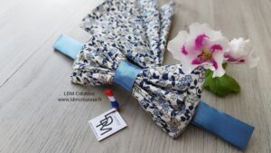 Papillon-liberty-bleu-ciel-blanc-marine-mariage-pochette-champetre-Barfleur-ceremonie-LDM-Créateur