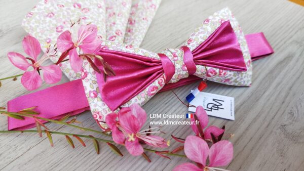 Noeud-papillon-rose-homme-liberty-original-champetre-fleuri-fuchsia-mariage-Collioure-LDM-Créateur